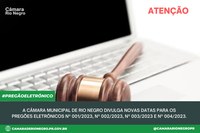 ATENÇÃO – A Câmara Municipal de Rio Negro altera datas de pregões